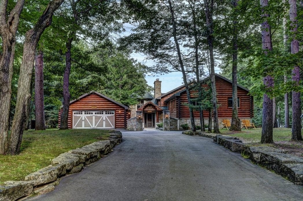 Paved Driveway with Weathered Edge Limestone Outcroppings