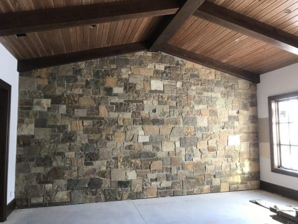 Thin stone veneer on an interior accent wall