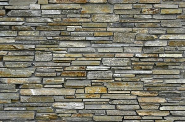 Close-Up of Smokey Gold Real Thin Stone Veneer Ledgestone Wall