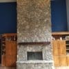 Moss Rock Mosaic Thin Stone Veneer Wood Burning Fireplace
