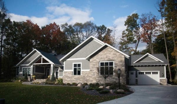 Ranch Style Home with Bismarck Real Thin Stone Veneer