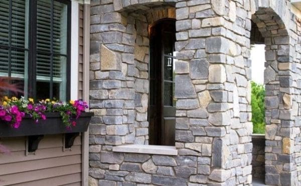 Covered Front Entrance with Cottage Grove Natural Stone Veneer