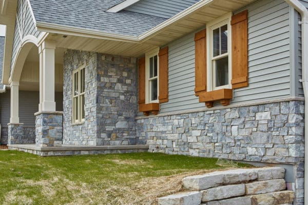 Home exterior with Chamberlain real thin stone veneer