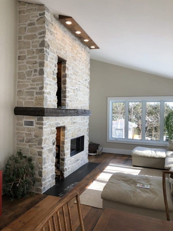 Interior Fireplace with Door County Fieldstone