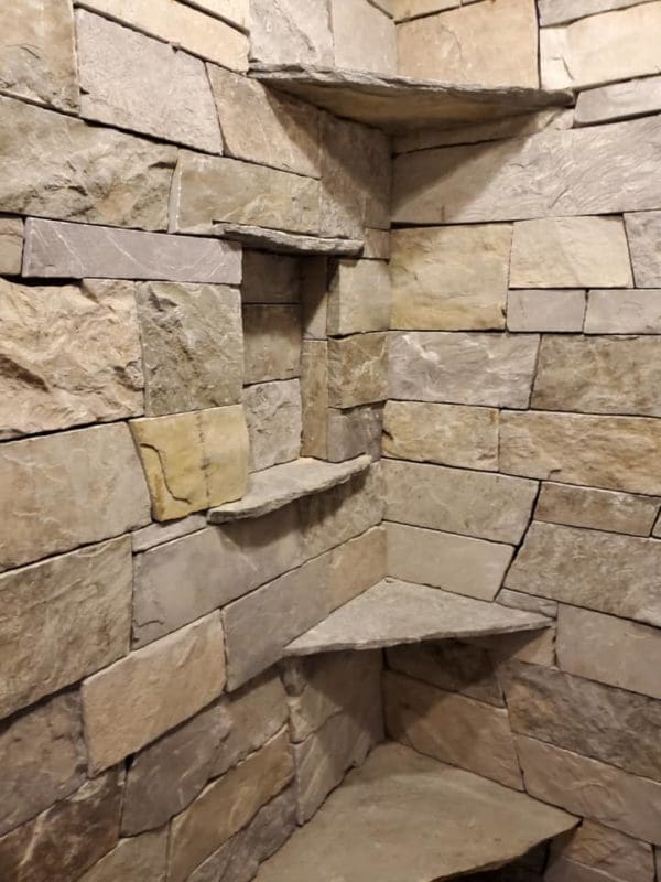 Shower Close-Up with Glacier Ridge Real Stone Veneer