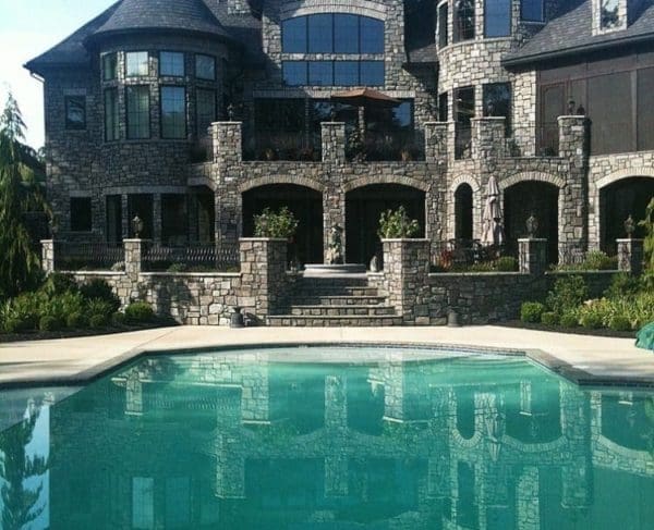 Outdoor Living Pool with Monroe Real Stone Veneer