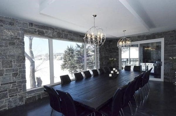 Interior Dining Room Wall with Pembroke Real Stone Veneer