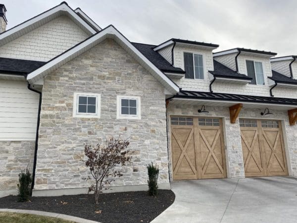 Garage Exterior and Accent Wall with Roanoke Real Stone Veneer