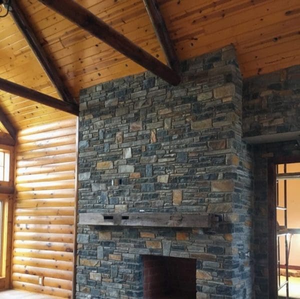 Verona, Quincy, Ebony Ridge and Belingham Blend Natural Thin Stone Veneer Fireplace