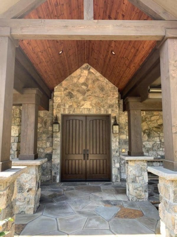 Front entrance with Pinedale real thin stone veneer