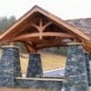 Custom welcome pavilion with Quincy and Ebony Ridge real stone veneer