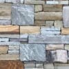 Close up drystack installation masonry with Savannah real thin stone veneer