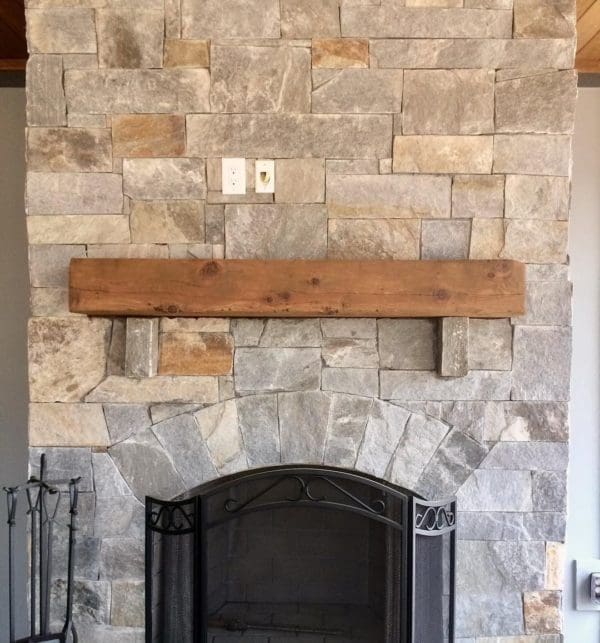 Hampton and Queen Creek Custom Thin Stone Veneer Interior Drystack Fireplace