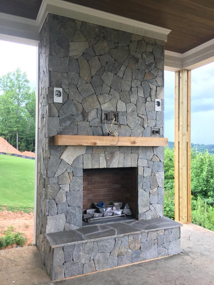 Lowell Real Thin Stone Veneer Drystack Outdoor Fireplace