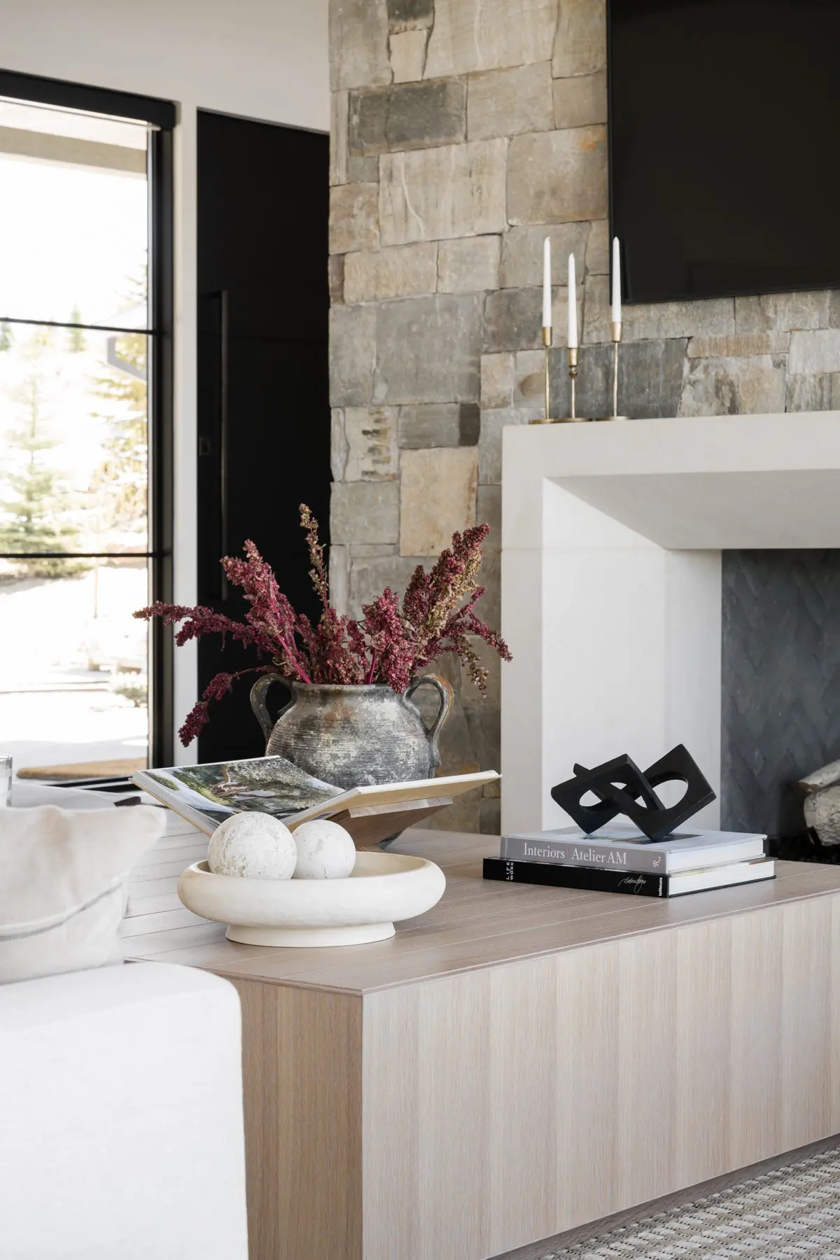Westgate Natural Thin Stone Veneer Fireplace Close-Up