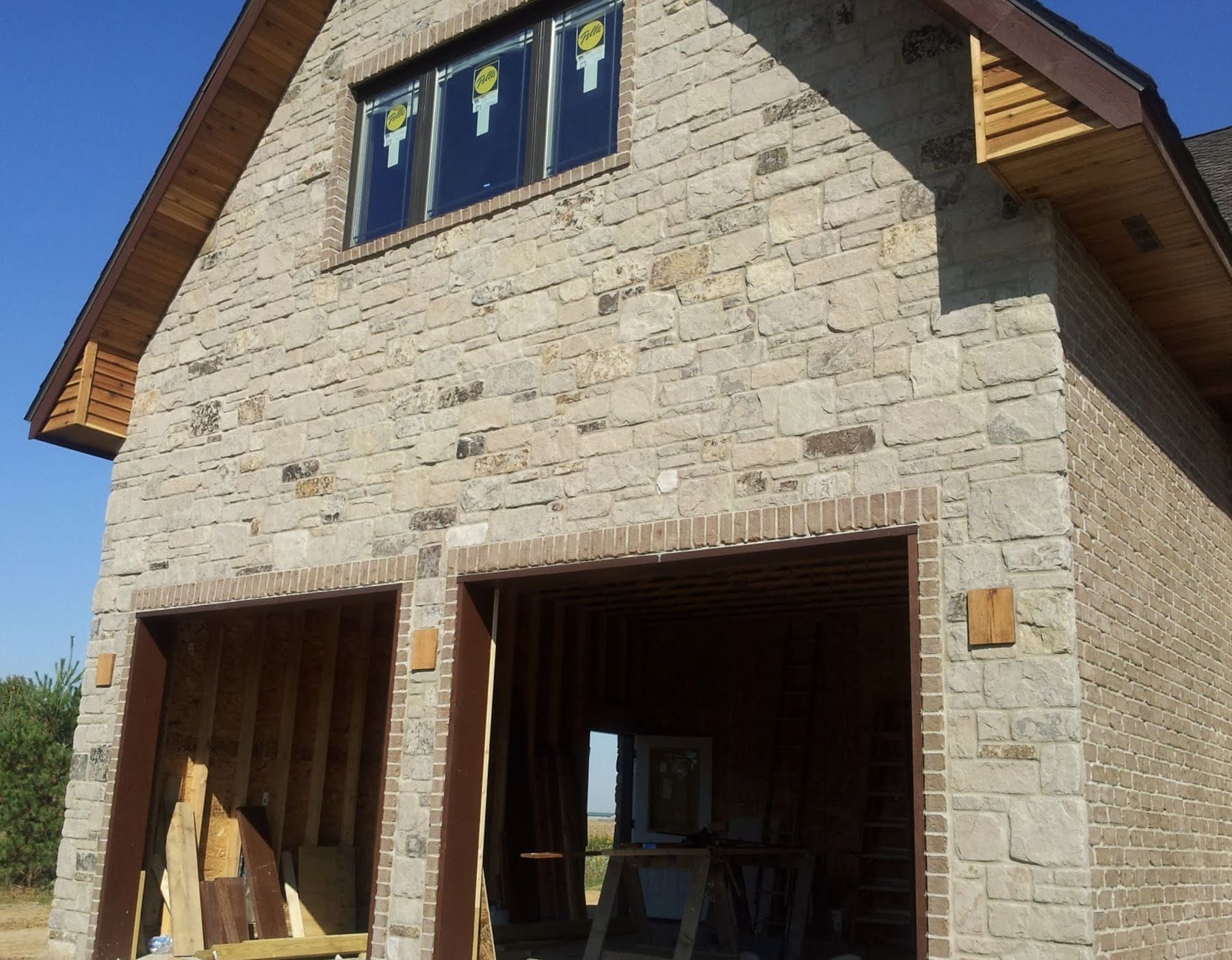 Addison Real Thin Stone Veneer Garage Exterior