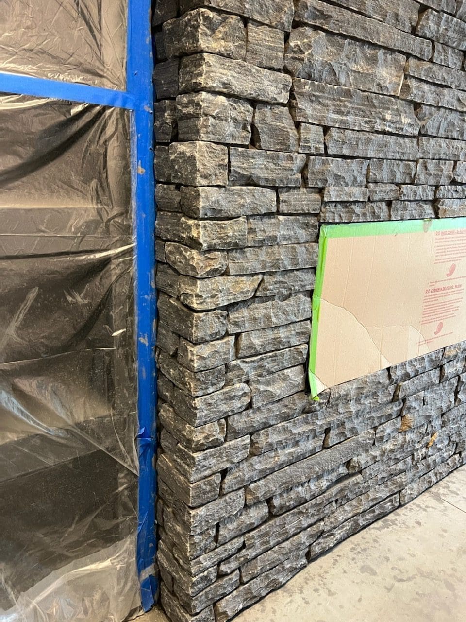 Everett Real Stone Veneer Fireplace Installation