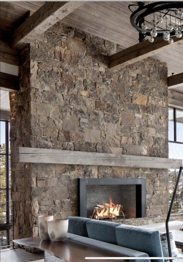 Eagle River Natural Stone Veneer Fireplace