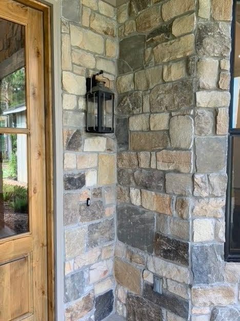 Breckenridge Ashlar Real Thin Stone Veneer Front Entrance