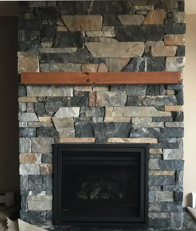 Danbury Real Thin Stone Veneer Drystack Fireplace