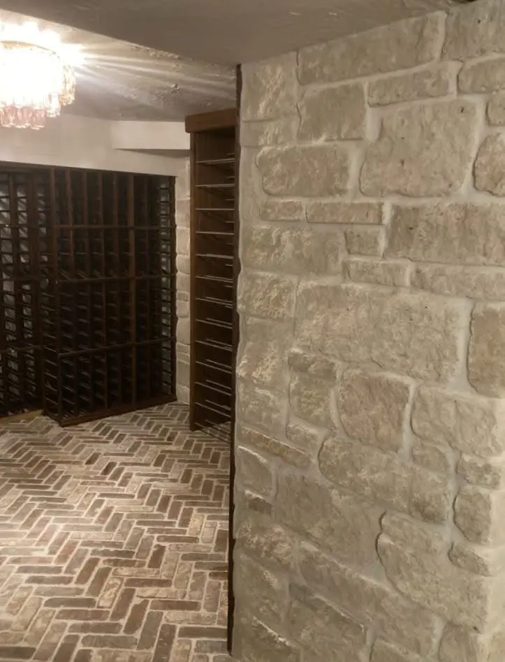 La Spezia Natural Thin Stone Veneer Wine Cellar Interior