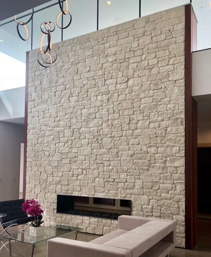 La Spezia Real Thin Stone Veneer Indoor Fireplace