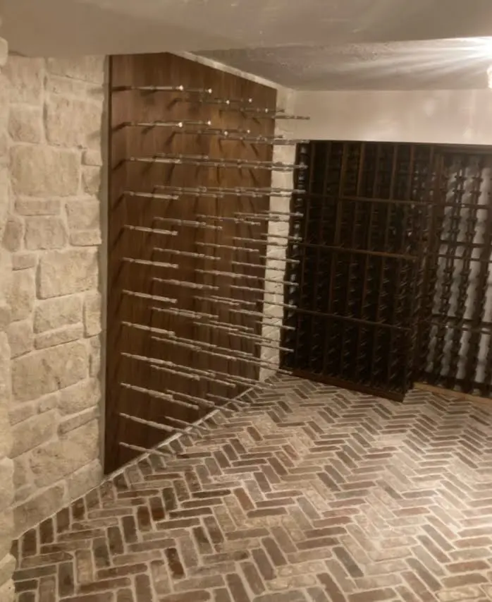 La Spezia Real Thin Stone Veneer Wine Cellar Interior