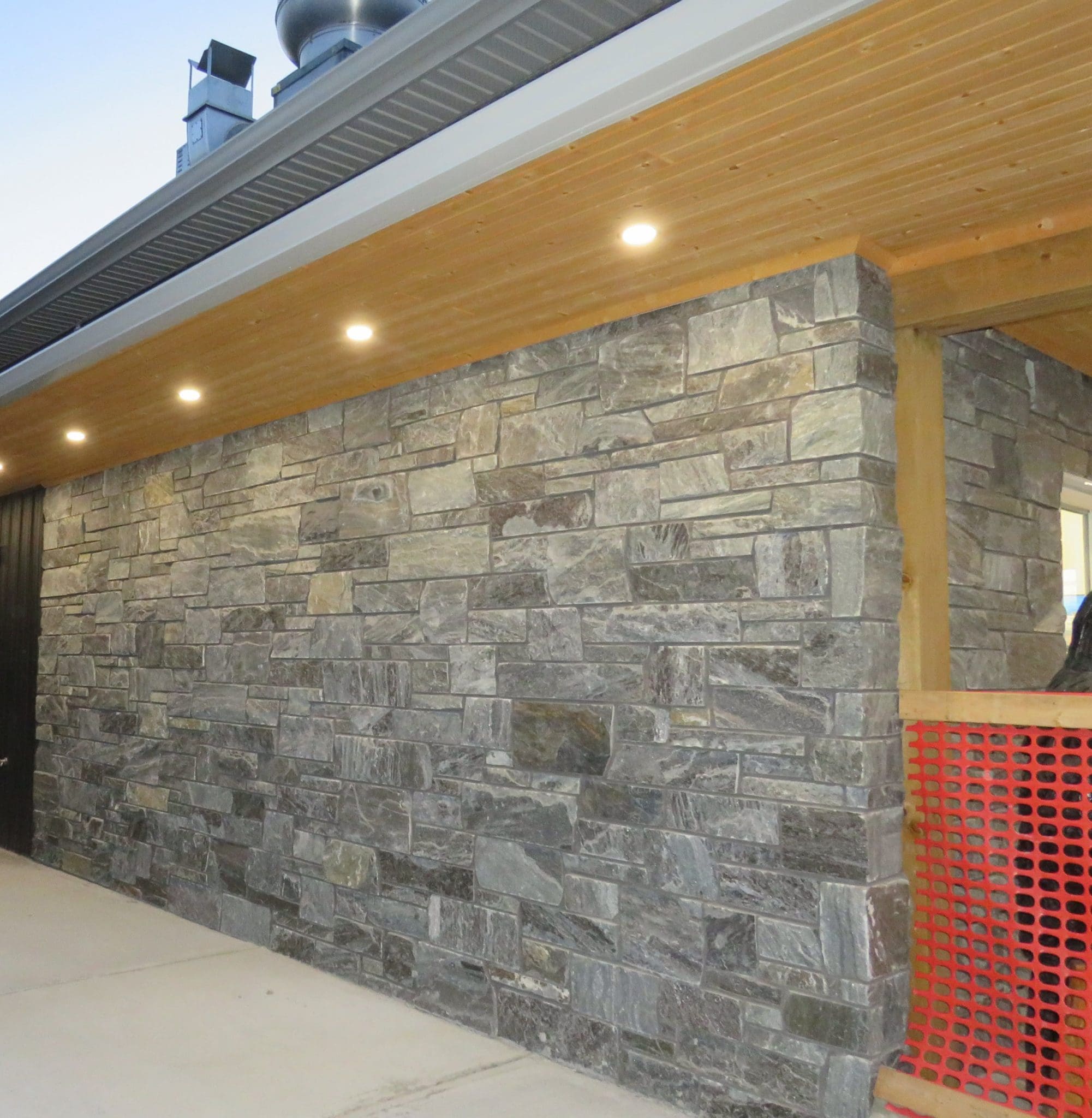 Pembroke Real Granite Thin Stone Veneer Commercial Exterior
