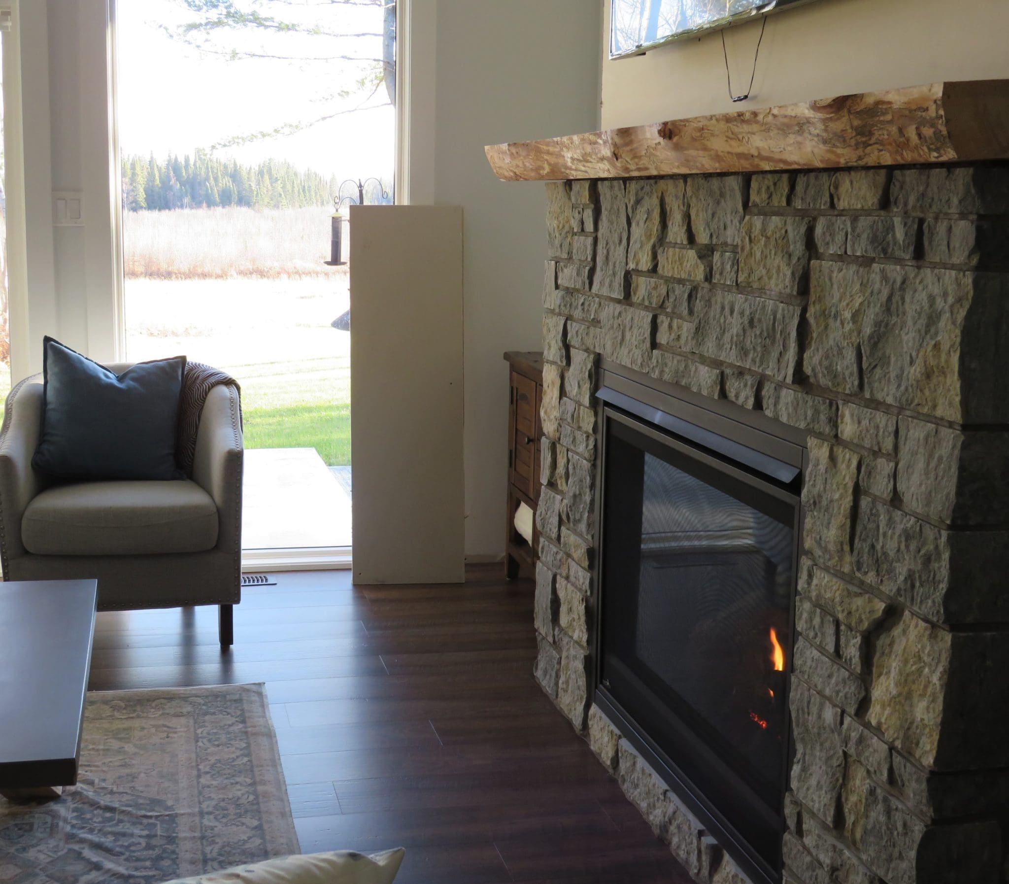 Baltic Hills Real Thin Stone Veneer Custom Dimensional Cut Fireplace Installation