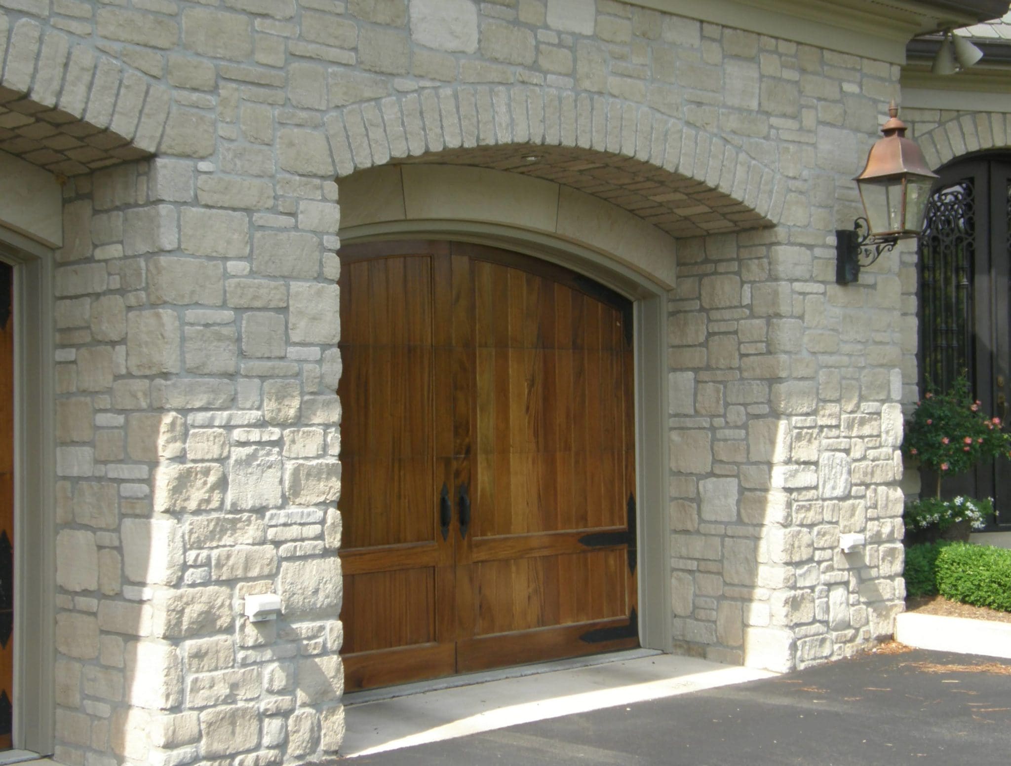 Chalet Real Thin Stone Veneer Garage Exterior