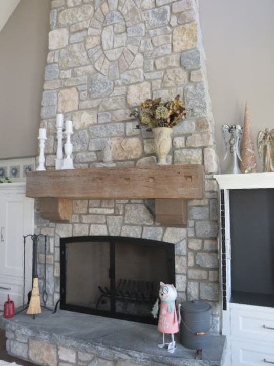 Chateau and Nottingham Real Limestone Thin Veneer Interior Fireplace