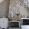 Chateau and Nottingham Real Tumbled Limestone Thin Veneer Interior Fireplace