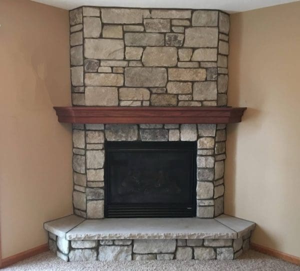 Addison Tumbled Dimensional Thin Cut Real Stone Veneer Fireplace